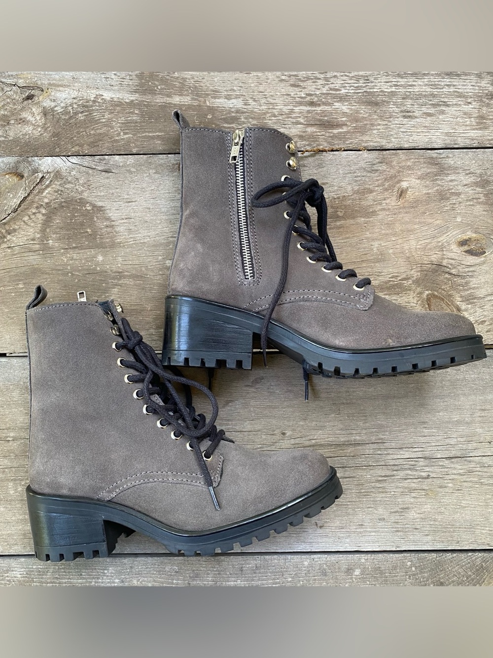 NEW Steve Madden Gray Suede Combat Boots